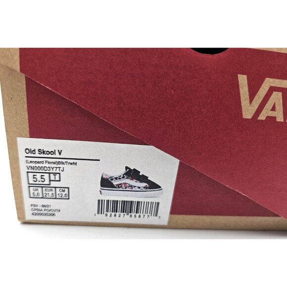 Vans Old Skool V Size 5.5 Toddler Unisex Black White Shoes Slip On No Laces - Picture 2 of 6